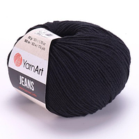 Пряжа для в'язання Yarn Art Jeans. 50 г. 160 м. Колір — 53 чорний