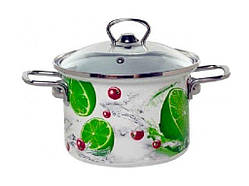 Каструля ем. 5,5л /0 циліндрична Лайм з нерж. обідком (I83117) ТМ IDILIA