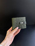 Шкіряний гаманець DELI зелений тиснення рептилія, фото 2
