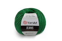 Пряжа для в'язання Yarn Art Jeans. 50 г. 160 м. Колір зелений 52