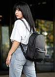 Жіночий чорний рюкзак зі штучної шкіри для повсякденного носіння, фото 5
