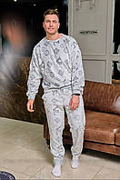 Мужская теплая флисовая пижама домашний костюм