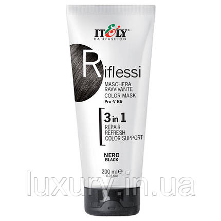 Тонувальна маска Itely Hairfashion Riflessi для волосся 3 в 1 Чорний NERO BLACK, 200 мл, фото 1