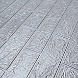 Самоклеюча 3D панель цегла Срібло В РУЛОНІ 20 метрів х 70 см х 3 мм, фото 3