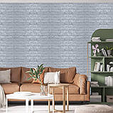 Самоклеюча 3D панель цегла Срібло В РУЛОНІ 20 метрів х 70 см х 3 мм, фото 7