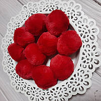 Помпони хутряні червоні 4 см. Висока якість.