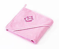 Дитячий махровий рушник з куточком з капюшоном для купання Sensillo Hippo Pink