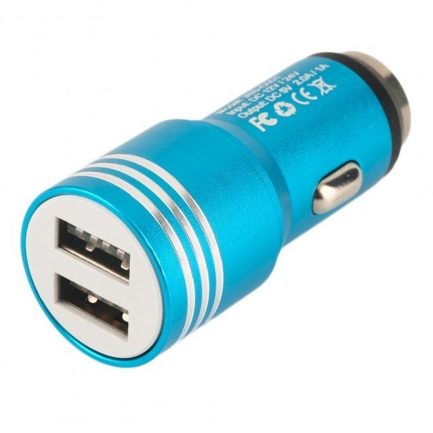Автомобільний адаптер в прикурювач на 2 USB Car Hammer Blue