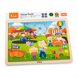 Дерев'яний пазл Viga Toys Пори року: осінь, 24 деталі (51271)