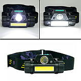 Ліхтар налобний акумуляторний High Power Head Lamp 1898 з магнітом та сенсором, фото 10