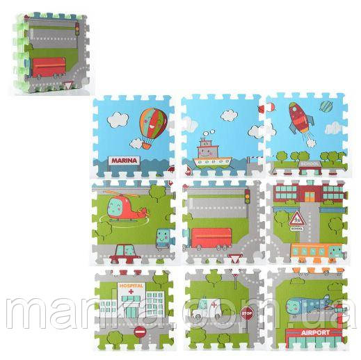 Килимок-мат MR 0588 (20шт) EVA, напольн покритий, тепла підлога, 9дет(9мм,31-31см),місто,в кул,31-31-9см
