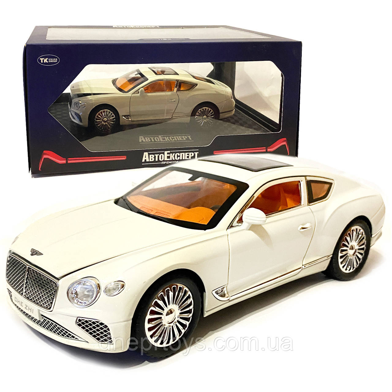 Машинка ігрова Bentley Continental «АвтоЕксперт» Бентлі Контіненталь метал біла світло звук 21*6*9 см (GT-6370), фото 1