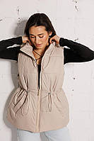 Жіночий подовжений жилет на блискавці з затяжками на талії в розмірі L/XL