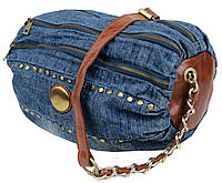Уценка! Цилиндрическая женская сумка Fashion jeans bag синяя