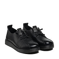 Туфли женские черные кожаные на шнурках Meegocomfort 37 41, Закрытый 36, Закрытый