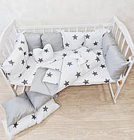 Набір постільної білизни для новонароджених у ліжечко з бортиками з 6 предметів із зірками