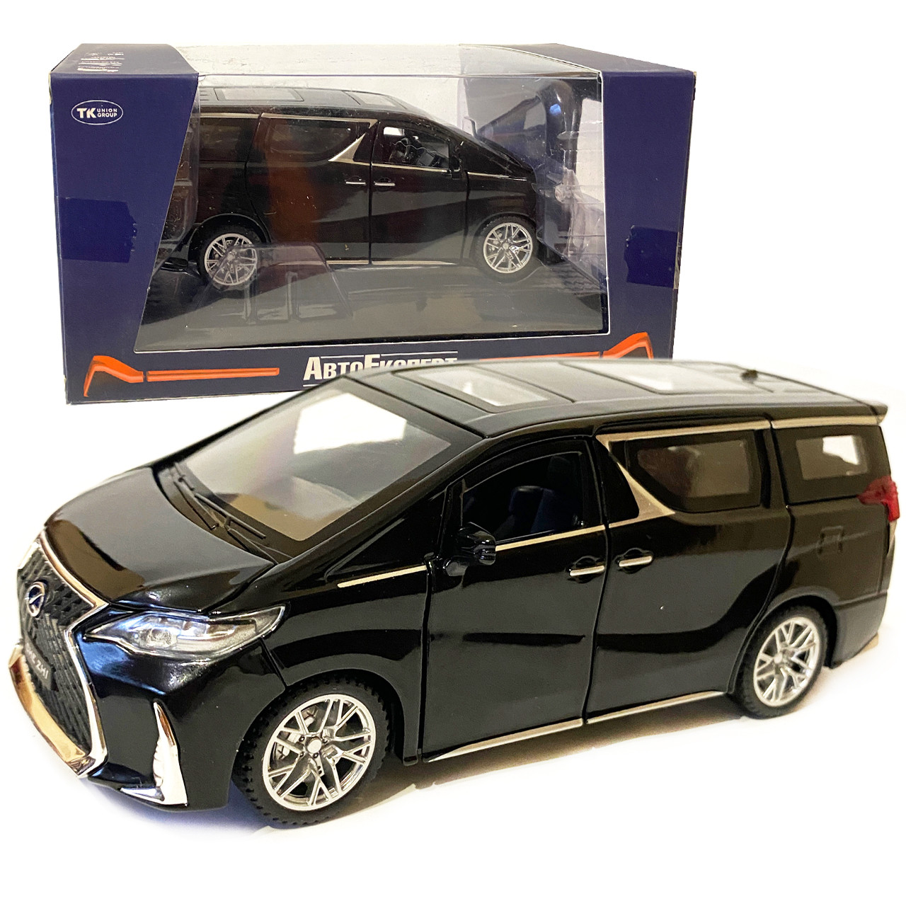 Машинка металева Lexus Лексус LM300h 2019, мінівен, «AutoExpert» ,чорна, інерц., звук, світ, відкр двері.,16*7*7 см (GT-1952), фото 1