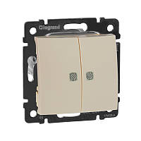 Механізм вимикача 2-клавішного з підсвіткою, Legrand Valena Classic слонова кістка