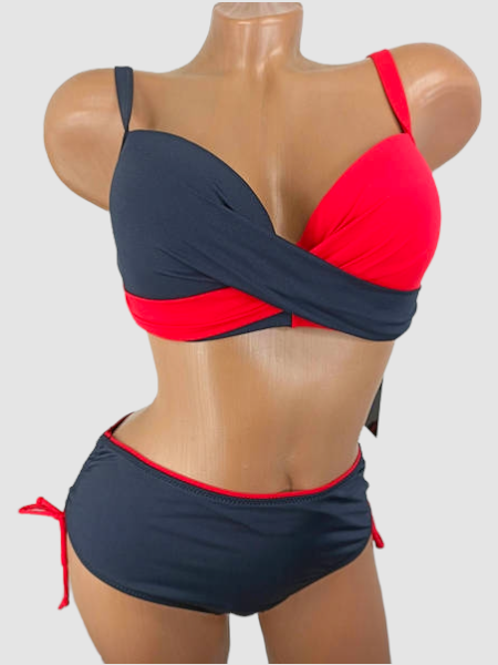 ОПТ Купальник двоколірний Sisianna 39203 46-54 червоний на 46 48 50 52 54 розмір