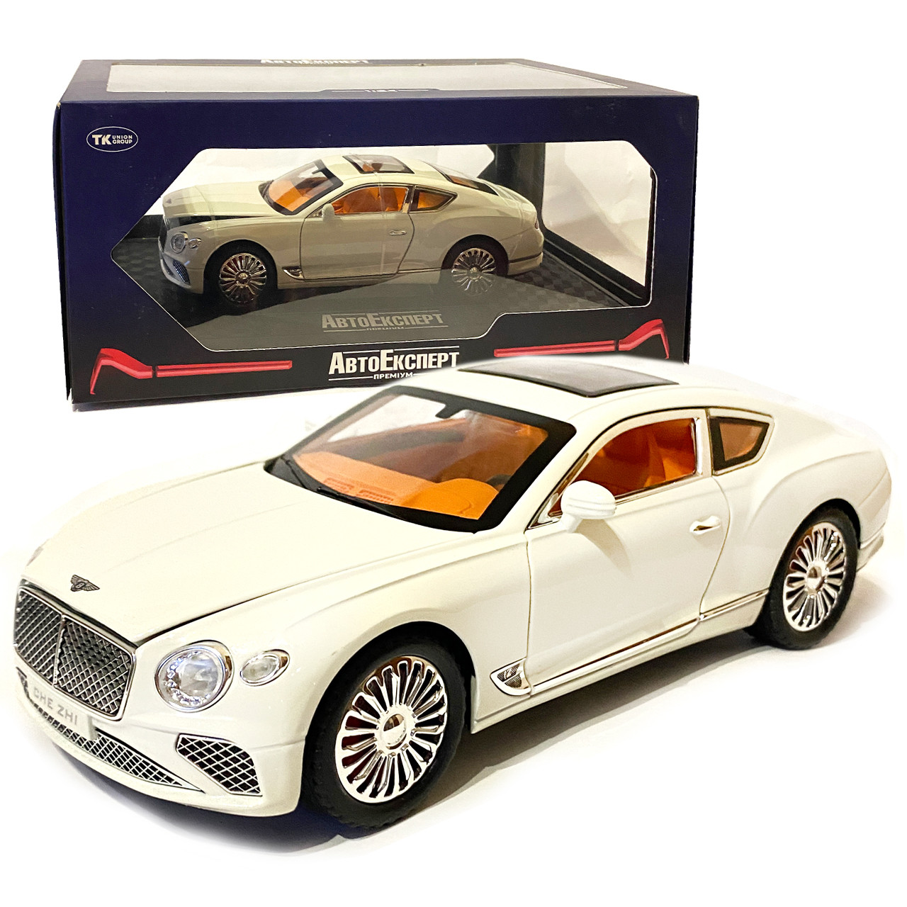 Машинка ігрова Bentley Continental «АвтоЕксперт» Бентлі Контіненталь метал біла світло звук 21*6*9 см (GT-6370), фото 1