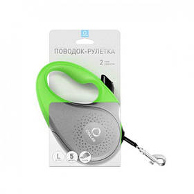 Поводок-рулетка COLLAR для собак до 50 кг, розмір L, стрічка 5 м, Салатовий