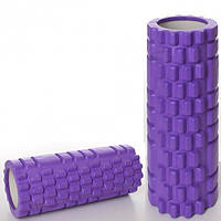 Массажный ролик для йоги , для массажа спины , шеи, ног, размер 33 х 14 см , фиолетовый