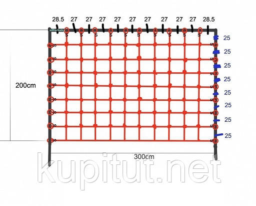 Сітка для лазіння 200 x 300 см S-Hook на дитячий майданчик