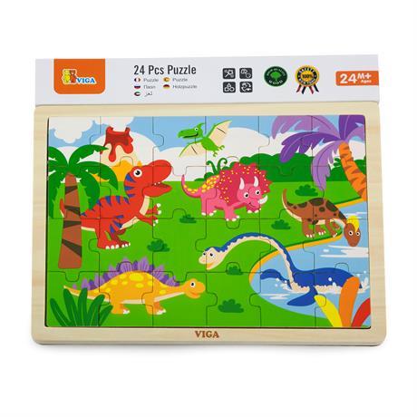 Дерев'яний пазл Viga Toys Динозаври, 24 деталі (51460)