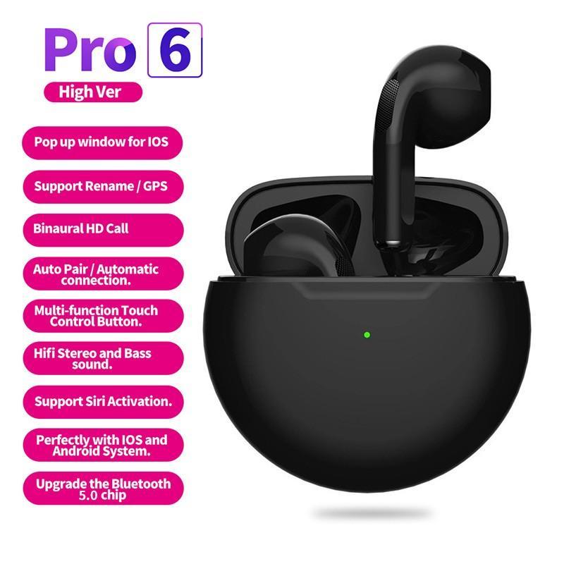 Air Pro 6 TWS Бездротові навушники з мікрофоном (black)
