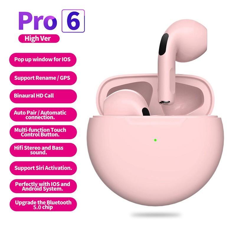 Air Pro 6 TWS Беспроводные наушники с микрофоном (pink)