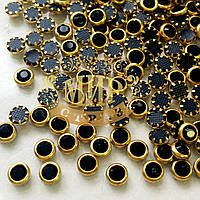 Стрази в металевій оправі Метал-Золото Стрази Jet.4 мм.уп 3г (~75 шт)