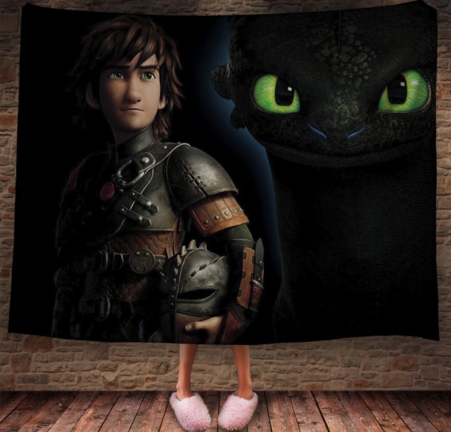Плед з 3D принтом How to Train Your Dragon Всі герої серіалу 150х200 см., фото 1