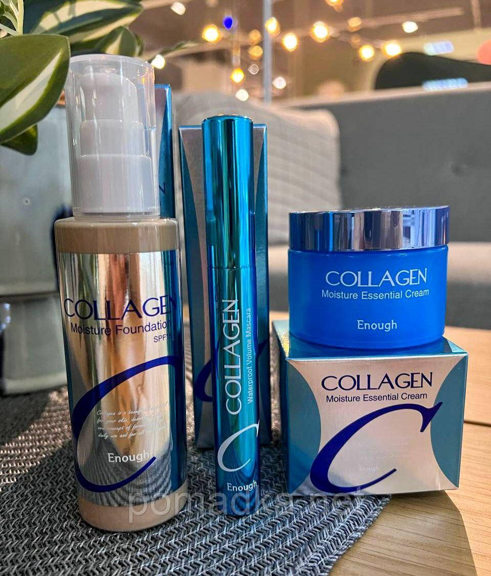 Набор косметики Тушь + Тональная основа + Крем Enough Collagen - фото 1 - id-p1749298842