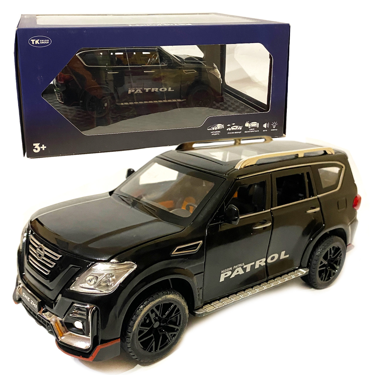 Іграшкова машинка металева Nissan Patrol (Ніссан) «АвтоЕксперт», чорна, батар., світ, звук, відкр.двері, від 3 р., 21*9*9см., фото 1