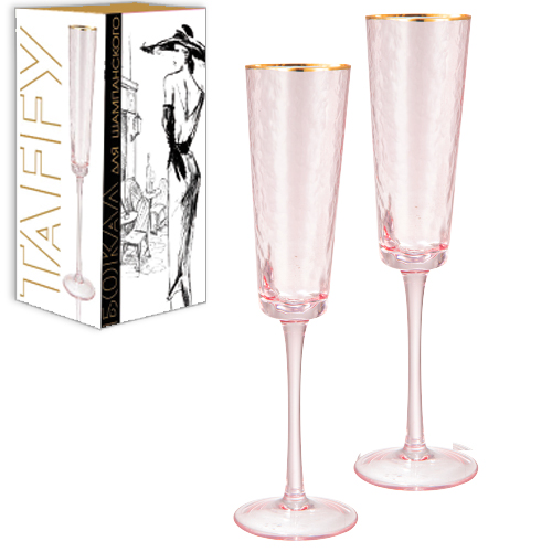 Бокали рожеві для шампанського і коктейлів 'Taffy' 360 мл - 4 шт 7051-20