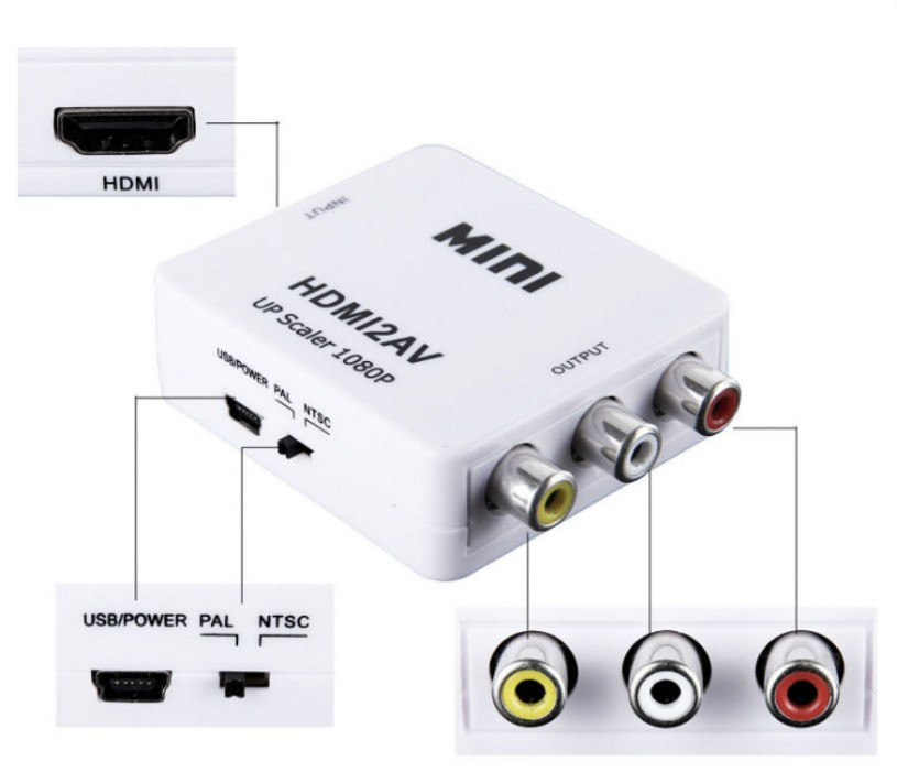 Конвертер HDMI на AV разрешение 1080p - фото 1 - id-p1101504749