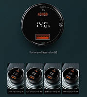 Автомобільний зарядний пристрій Baseus Superme Digital Display QC 4.0+PD3.0 PPS 100W + кабель Type-C 100W, фото 7