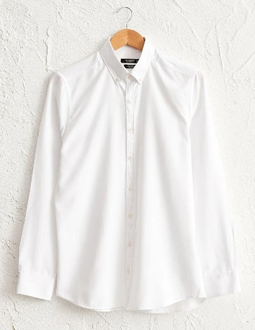 Біла чоловіча сорочка LC Waikiki/ЛС Вайкікі з ґудзиком на комірі, класика