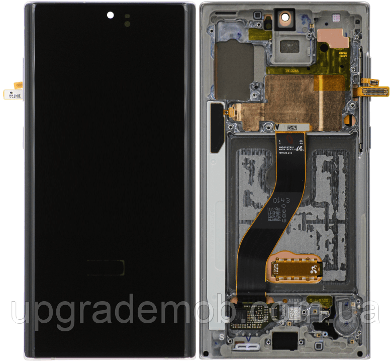 Дисплей модуль тачскрин Samsung N970 Galaxy Note 10 чорний Amoled оригінал переклеєне скло з рамкою
