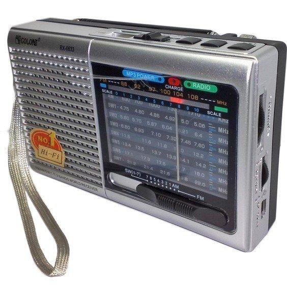 Радіоприймач колонка MP3 USB Golon RX-6633, сріблястий
