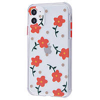 TPU чохол Flowers Colourful для Apple iPhone 11 (6.1") Бузковий/Цветы Чохли, Прозорий/Красные цветы, TPU, Принт, Накладка