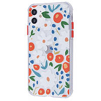 TPU чохол Flowers Colourful для Apple iPhone 11 (6.1") Бузковий/Цветы Прозорий/Ромашки