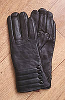 Шкіряні жіночі рукавички на хутрі 7 р