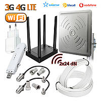Интернет комплект 4G з Wi-Fi модемом ZTE MF79U, роутер NETIS N5 и панельная антенна MIMO R-Net 2x24 (MAXI)