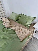Полюшевое постельное белье (велюровое) двуцветное Полуторный комплект 1208/1