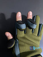 Перчатки спиннингиста неопреновые Rumpol (Польша) с откидными пальцами M