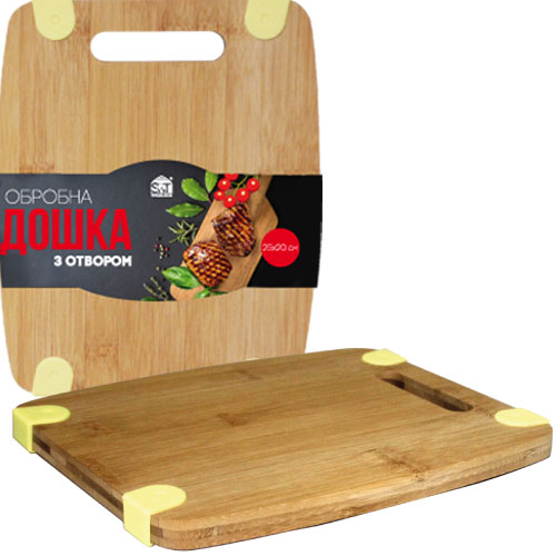 Дошка обробна бамбук/силікон з отвором 30*20*1,5 см, фото 1