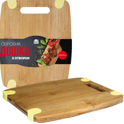 Дошка обробна бамбук/силікон з отвором 30*20*1,5 см