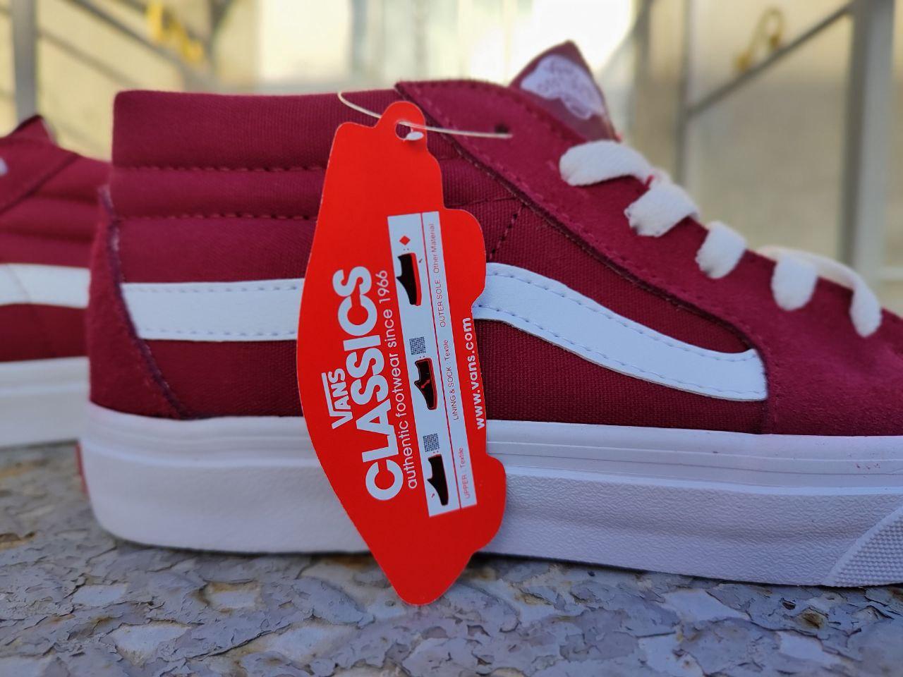 Vans old skool кеды замша высокие бордовые на белой подошве bordo / white унисекс - фото 7 - id-p1749373537