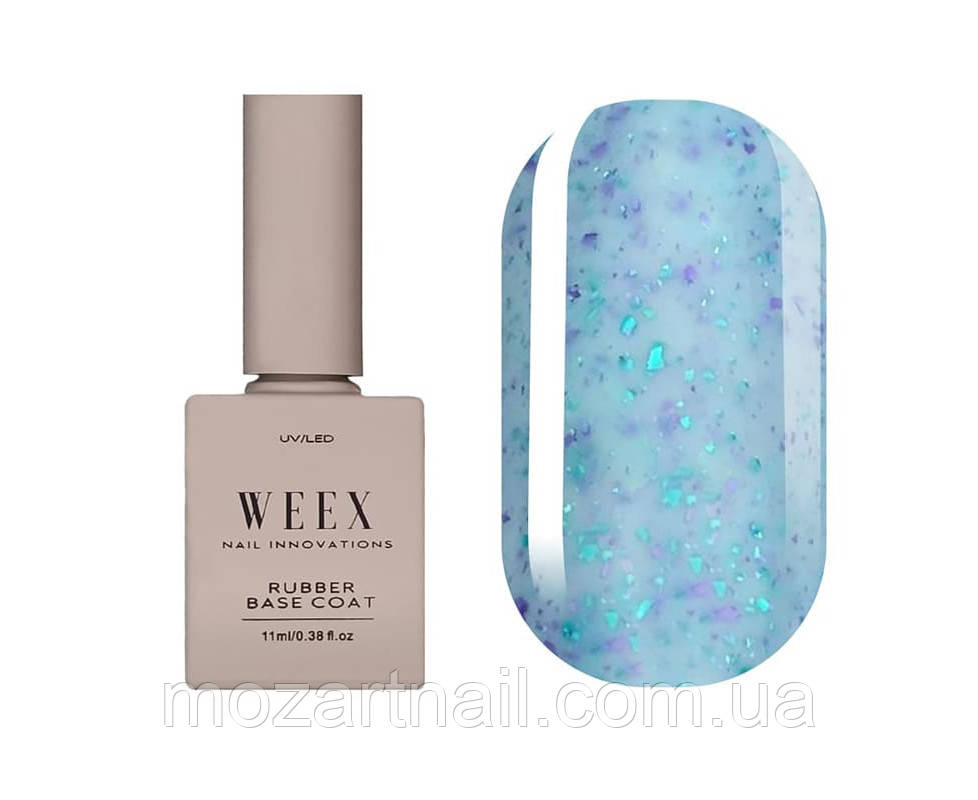 Камуфлююча база Weex Touch Of Silk Base 03 (блакитний з поталлю і блискітками), 11ml